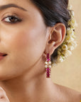 Kundan Polki Ruby Gold Hoop Earrings