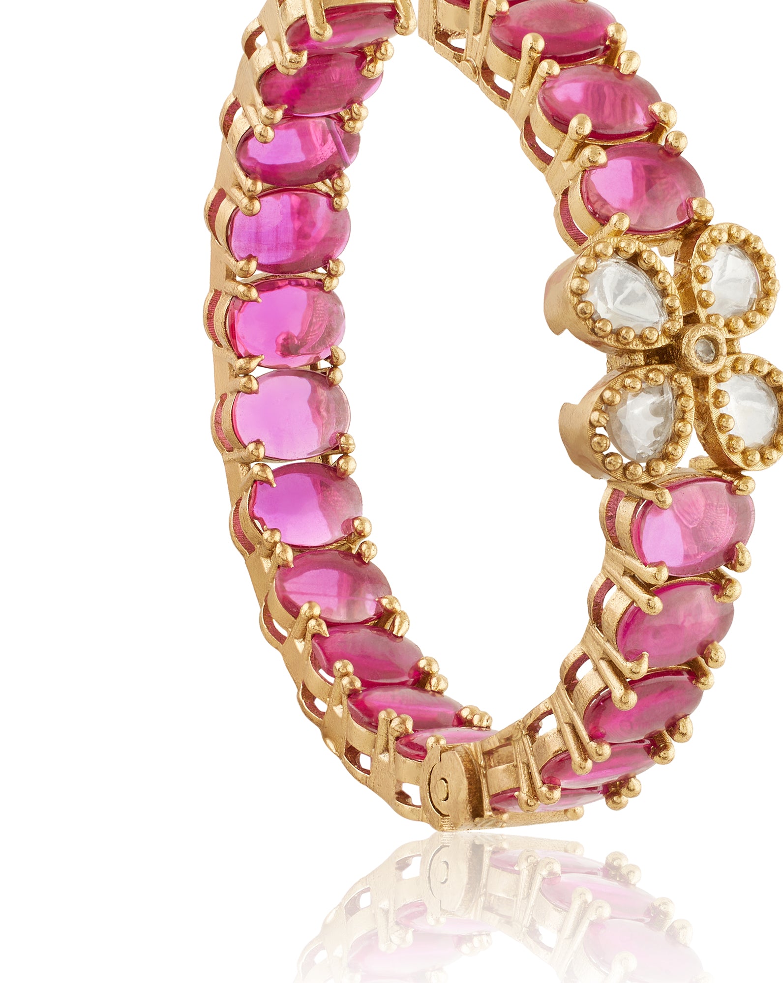 Manika Kundan Polki Hoop Earrings