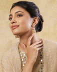 Floral Kundan Gold Jhumka Earrings