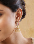 Floral Kundan Gold Jhumka Earrings