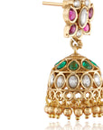 Floral Kundan Gold Jhumka Earrings