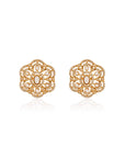 Kundan Floral Polki Gold Stud Earrings