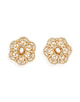Kundan Floral Polki Gold Stud Earrings