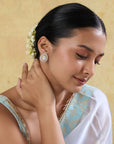 Kundan Polki Drop Gold Stud Earrings