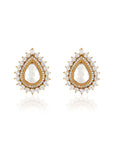 Kundan Polki Drop Gold Stud Earrings