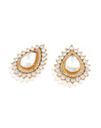 Kundan Polki Drop Gold Stud Earrings