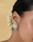 Kundan Polki Drop Gold Stud Earrings