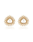 Kundan Polki Statement Gold Stud Earrings