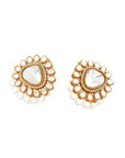 Kundan Polki Statement Gold Stud Earrings