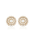 White Kundan Polki Gold Stud Earrings