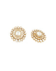 White Kundan Polki Gold Stud Earrings