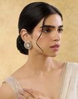 White Kundan Polki Gold Stud Earrings