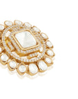 White Kundan Polki Gold Stud Earrings