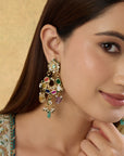 Kundan Gold Multicolour Festive Dangler Earrings