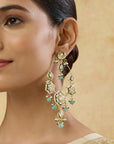 Mint Kundan Gold Chaandbali Earrings