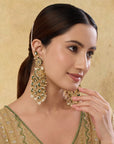 Kundan Gold Pearl Waterfall Earrings