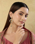 Kundan Gold Half Moon Dangler Earrings