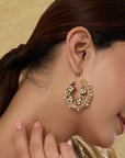 Enamel Kundan Gold Statement Hoop Earrings