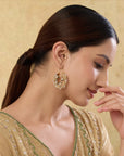 Enamel Kundan Gold Statement Hoop Earrings