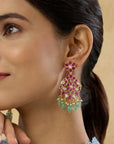 Pink Mint Kundan Gold Dangler Earrings