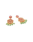 Pink Mint Kundan Gold Dangler Earrings