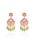 Pink Mint Kundan Gold Dangler Earrings