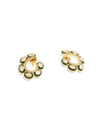 Kundan Green Enamel Gold Stud Earrings