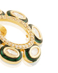 Kundan Green Enamel Gold Stud Earrings
