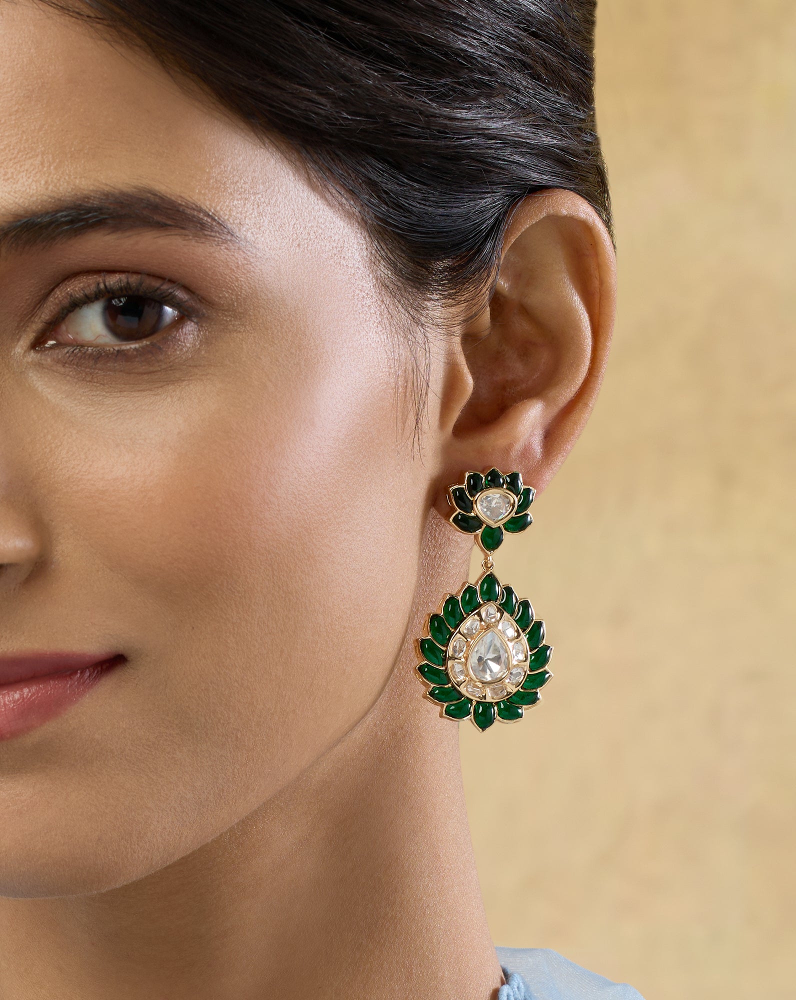Liorna Green Kundan Danglers
