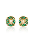 Kundan Gold Emerald Statement Stud Earrings