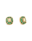 Kundan Gold Emerald Statement Stud Earrings