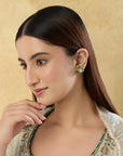 Kundan Gold Emerald Statement Stud Earrings