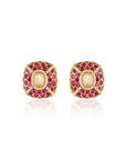 Kundan Gold Ruby Statement Stud Earrings