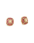 Kundan Gold Ruby Statement Stud Earrings