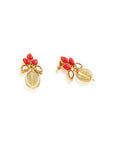 Orange Kundan Gold Stud Earrings