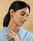 Orange Kundan Gold Stud Earrings