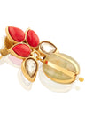 Orange Kundan Gold Stud Earrings