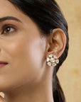 Kundan Gold Floral Stud Earrings