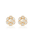 Kundan Gold Floral Stud Earrings