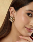 Antique Floral Kundan Gold Stud Earrings