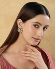 Antique Floral Kundan Gold Stud Earrings