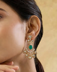 Emerald Kundan Gold Chandelier Earrings