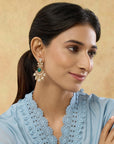 Emerald Kundan Gold Chandelier Earrings