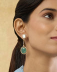 Mint Kundan Gold Dangler Earrings