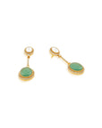 Mint Kundan Gold Dangler Earrings