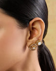 Kundan Gold Doorknocker Stud Earrings