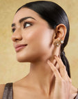 Kundan Gold Doorknocker Stud Earrings