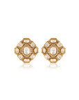 Kundan Gold Square Stud Earrings