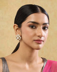 Kundan Gold Square Stud Earrings