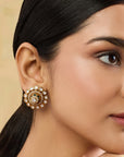 Kundan Red Green Gold Stud Earrings